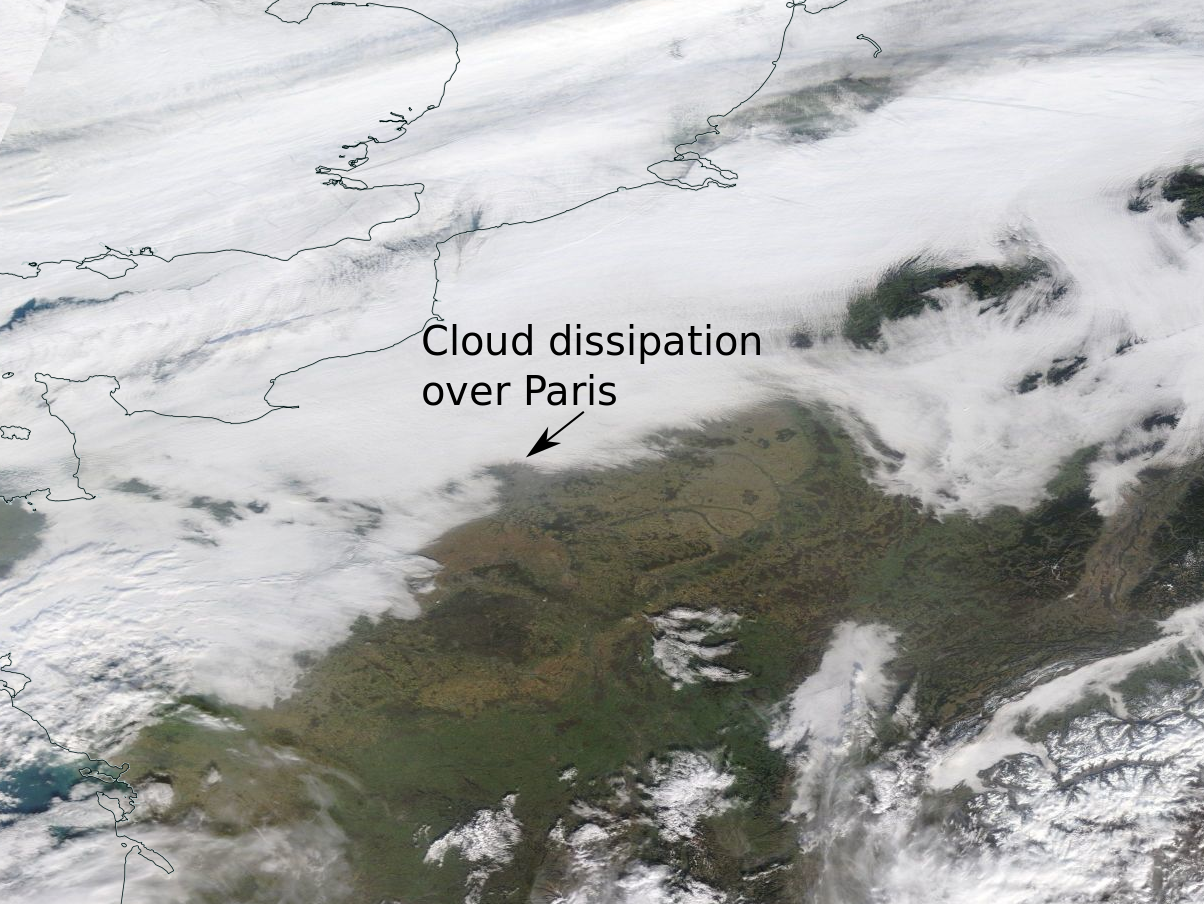 cloud dissipation over paris