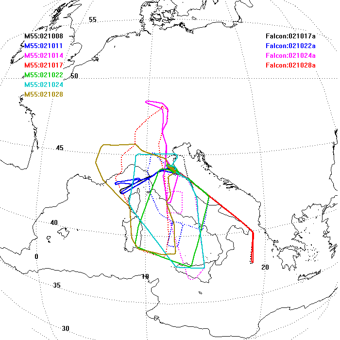 flight map ENVISAT Mid-latitude Val. Camp. Forli Oct. 2002